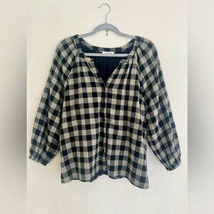 BeachLunchLounge black olive plaid shirt